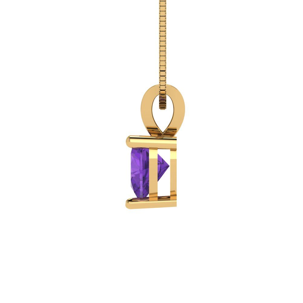 Pre-owned Pucci 0.5ct Heart Cut Real Amethyst Pendant Necklace 18" Chain Box 14k Yellow Gold In Purple