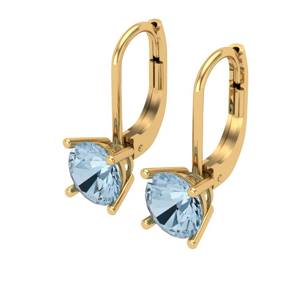 Details about   1.50 Round Solitaire Classic Drop Dangle Real Aquamarine Earrings 14k White Gold