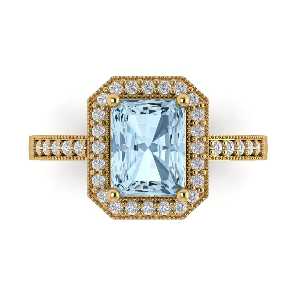 2.07 ct Emerald Halo Yellow Stone Promise Bridal Wedding Ring 14k White Gold 