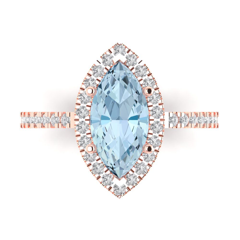 1 ct Oval Cut Aquamarine Blue Simulated Diamond Classic Wedding Engagement Designer Bridal Promise Designer Ring Solid 14k Rose Gold