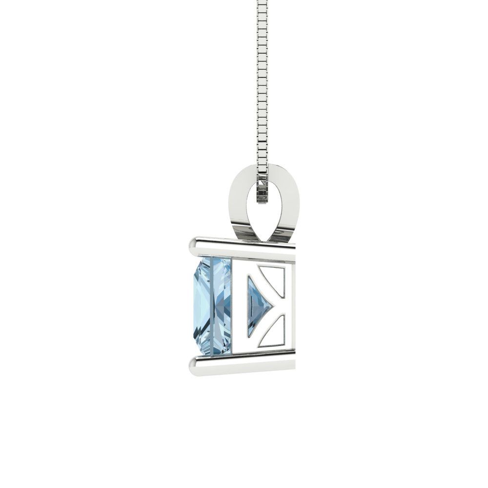 Pre-owned Pucci 1.0 Ct Princess Cut Lab Created Gem Pendant Necklace 18" Chain 14k White Gold