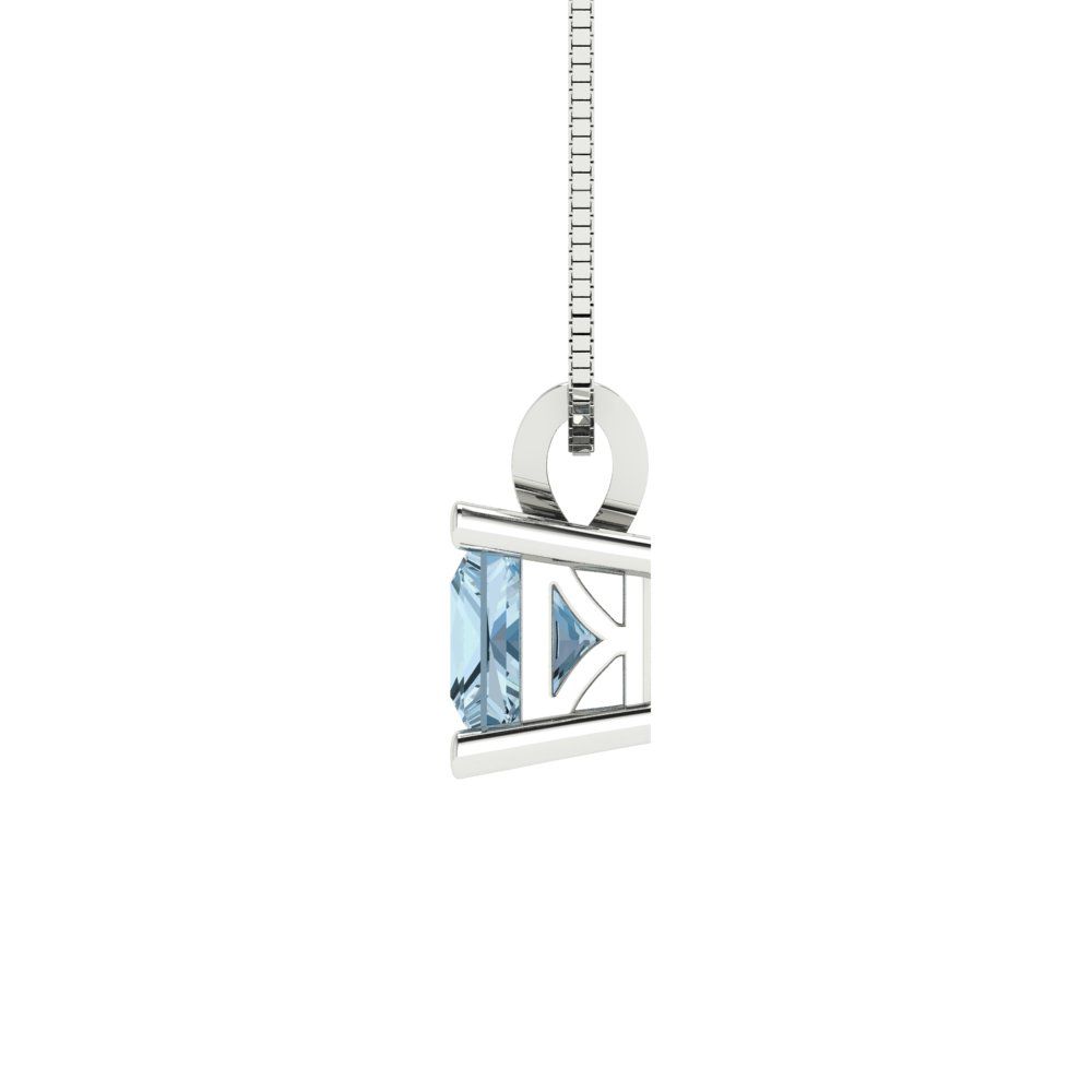 Luxury Blue Topaz Drop Cut Pendant Necklace 18" Chain