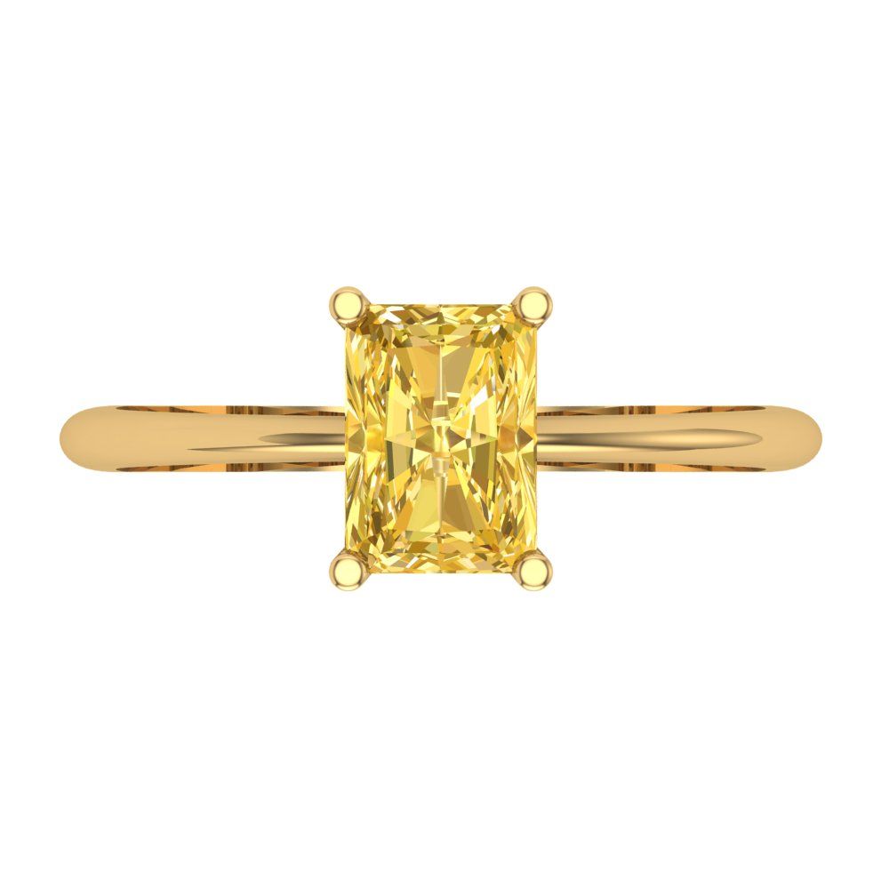 1.0 ct Radiant Cut Yellow Orange Natural Citrine VVS1 Classic Wedding Engagement Bridal Promise Designer Ring Solid 14k Yellow Gold