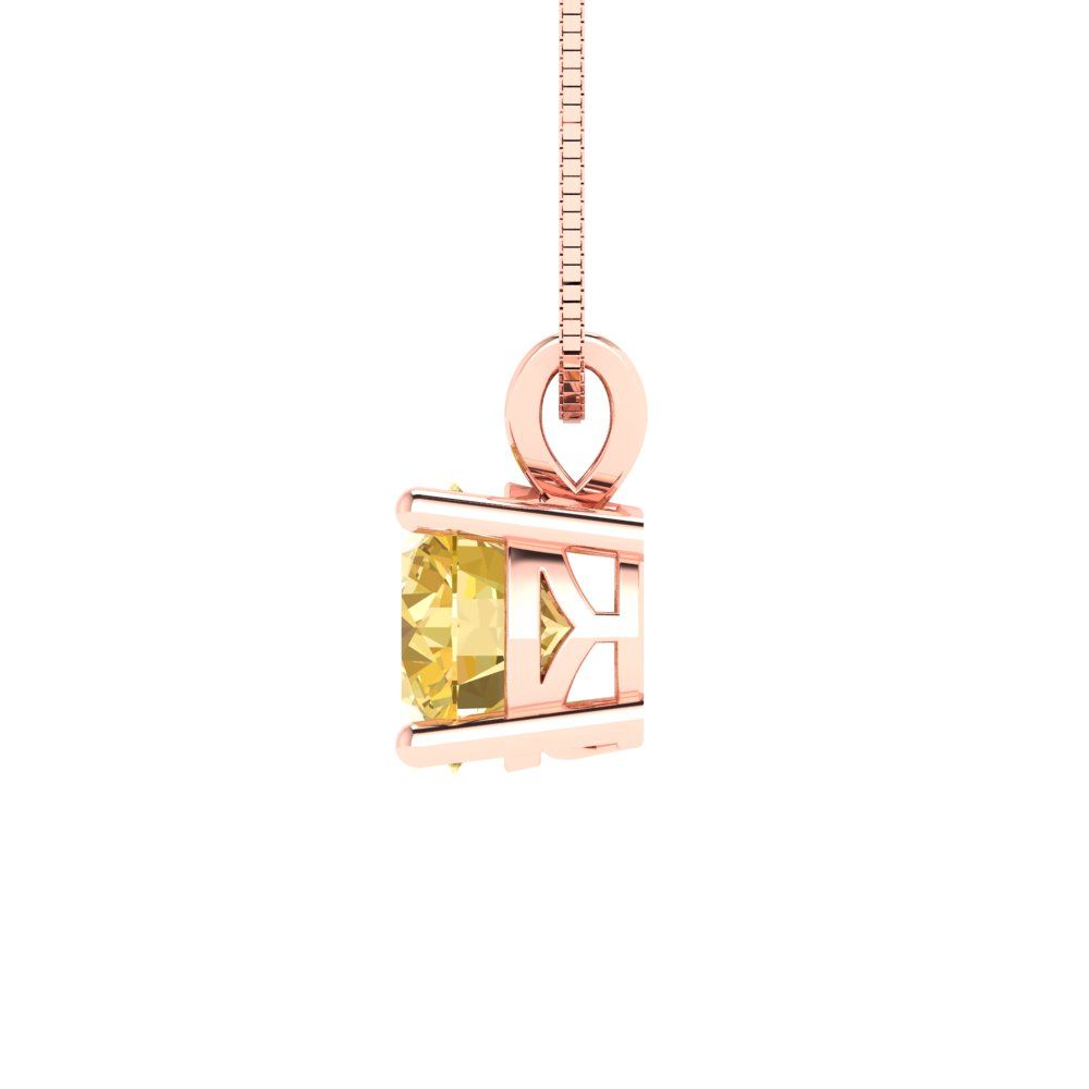 Pre-owned Pucci 1.0 Ct Round Cut Real Citrine Pendant Necklace 18 Box Chain Solid 14k Pink Gold