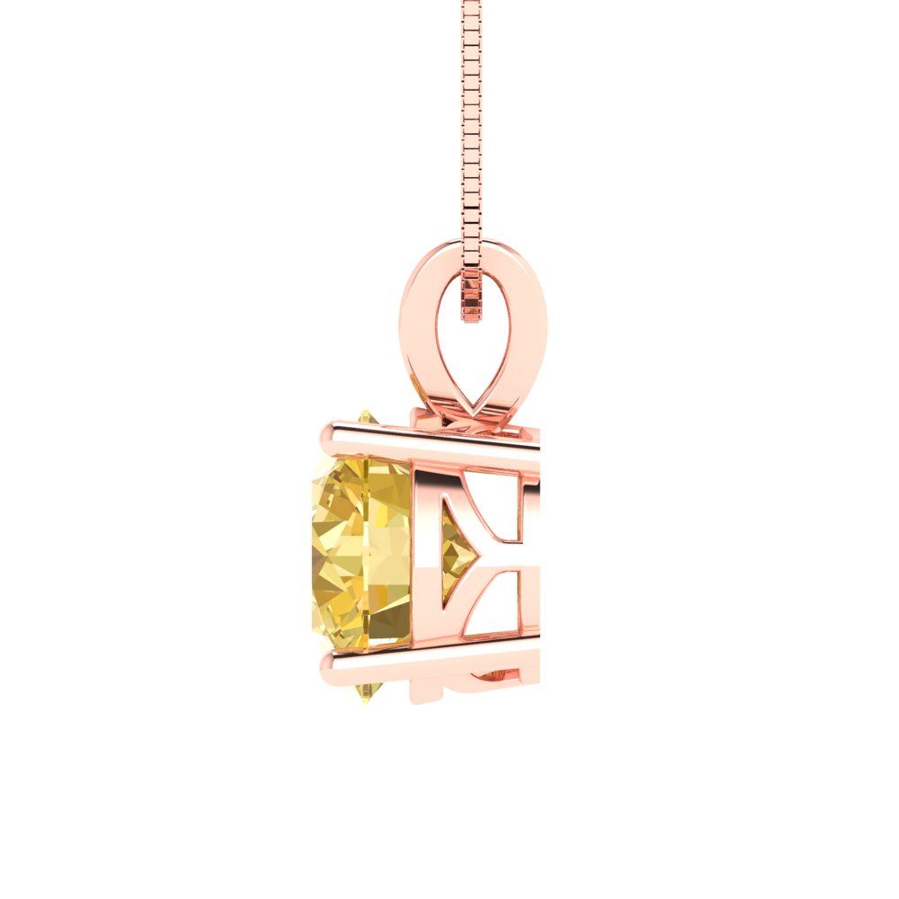 Pre-owned Pucci 2.50 Ct Round Cut Vvs1 Real Citrine Pendant Necklace 18 Box Chain 14k Pink Gold