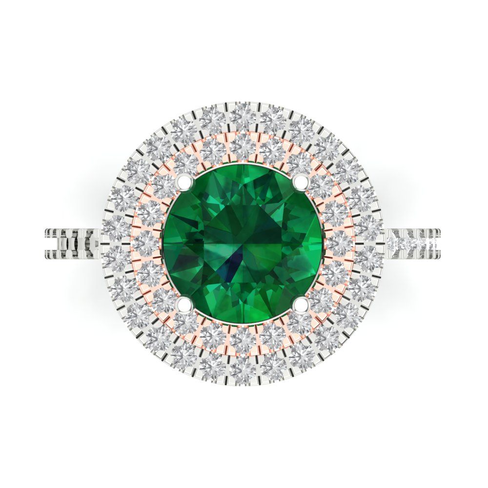 Details about   1.8 Round halo Simulated Emerald Classic Bridal Statement Ring 14k Yellow Gold 