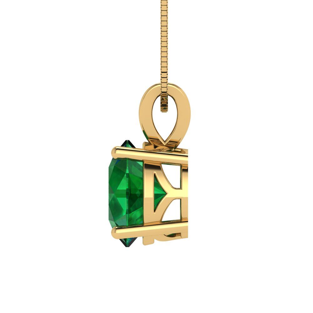Pre-owned Pucci 2.5 Round Classic Simulated Emerald Pendant Necklace 16" Chain 14k Yellow Gold In Green