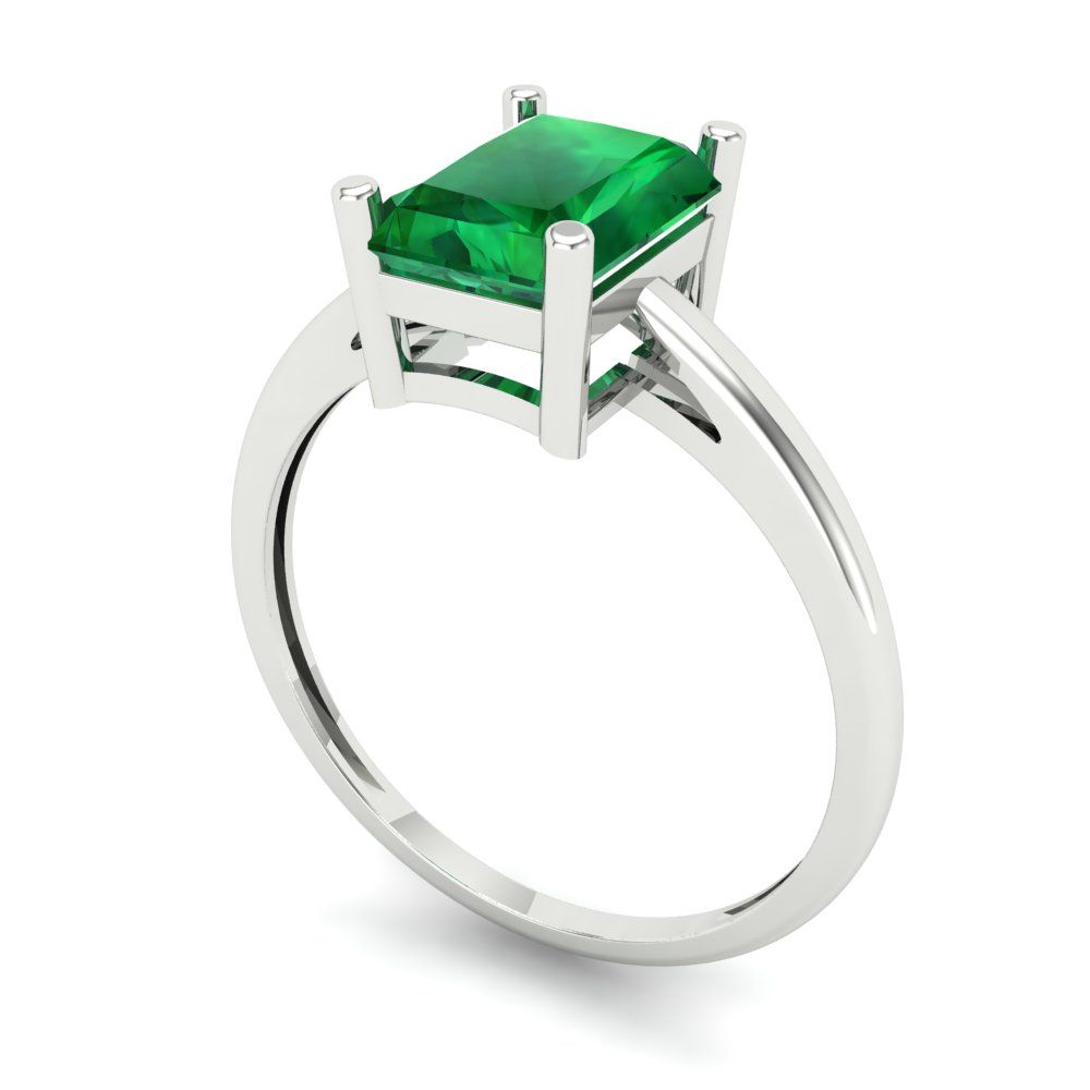 Details about   2 ct Oval Designer Statement Bridal Simulated Emerald Ring Real White Gold 
