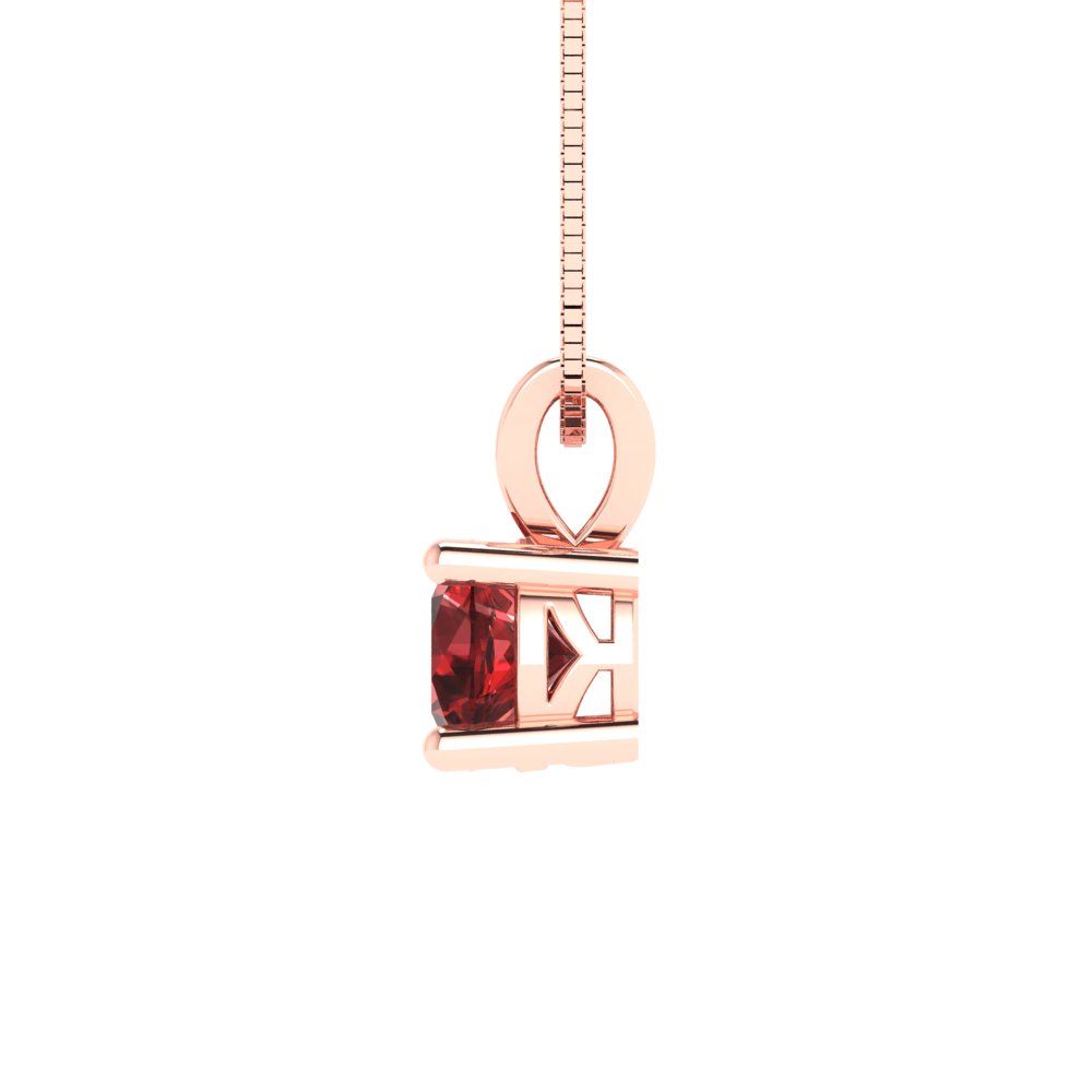 Pre-owned Pucci 0.5ct Round Cut Natural Red Garnet Pendant Necklace 16" Chain 14k Rose Pink Gold