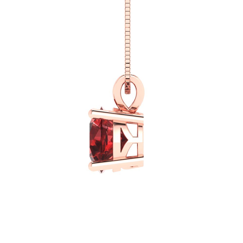 Pre-owned Pucci 1.0ct Round Cut Natural Red Garnet Pendant Necklace 18" Chain 14k Rose Pink Gold