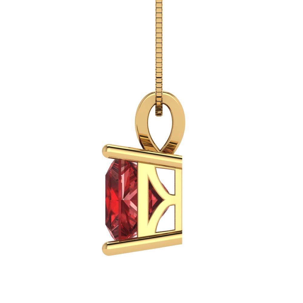 Pre-owned Pucci 2.5ct Princess Cut Natural Red Garnet Pendant Necklace 16" Chain 14k Yellow Gold