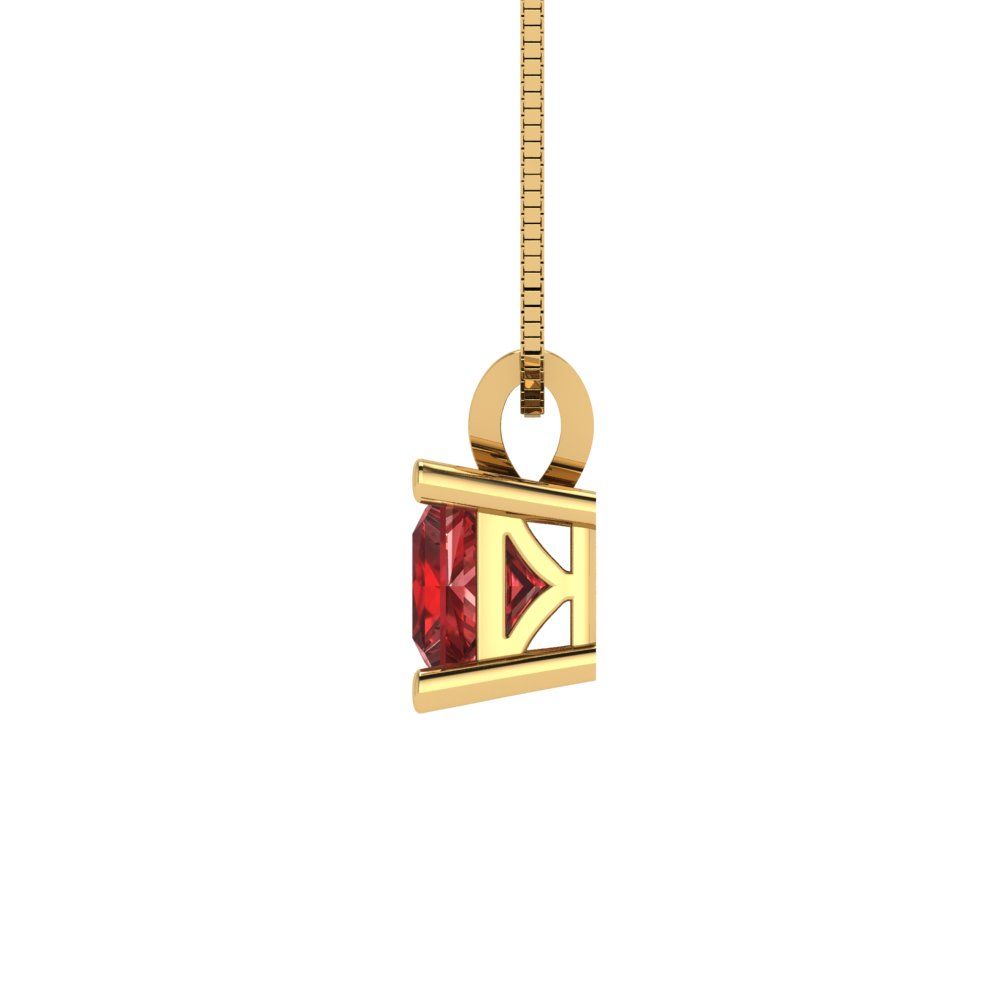 Pre-owned Pucci 2.5ct Princess Cut Natural Red Garnet Pendant Necklace 18" Chain 14k Yellow Gold