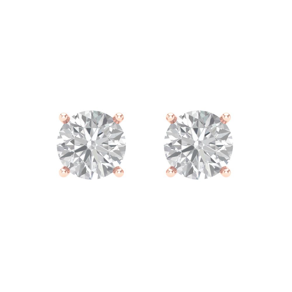 Pre-owned Pucci 2.0 Ct Round Cut Solitaire Classic Stud Earrings 14k Rose Gold Real Moissanite In D