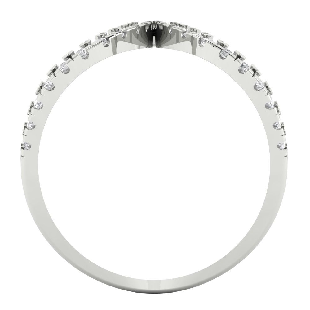 0.60 CT Criss Cross Design Ring Band Round Cut Designer Solid 14k White Gold 
