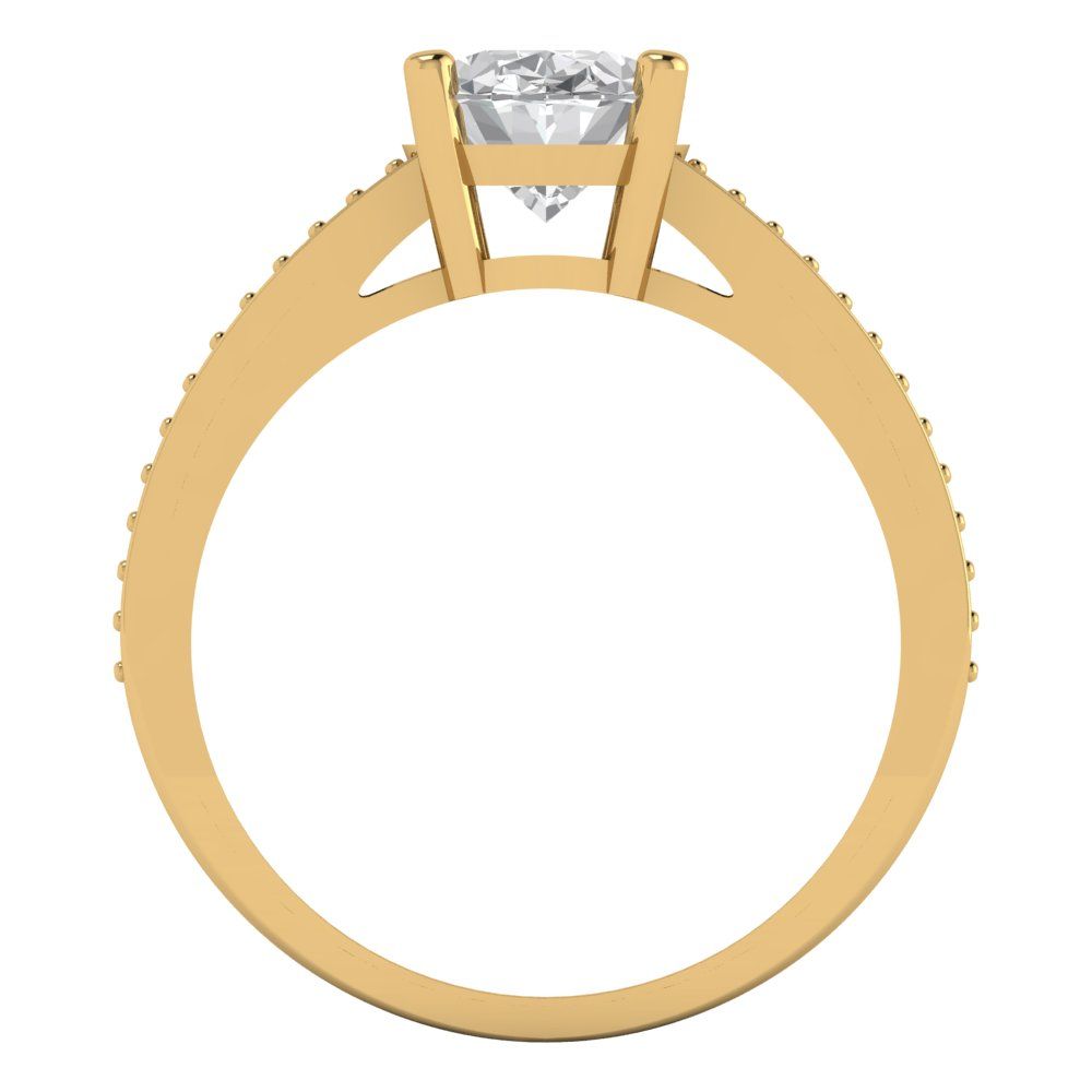 3.12ct Oval Cut Engagement Wedding Promise Accent Solitaire Ring 14K Yellow Gold