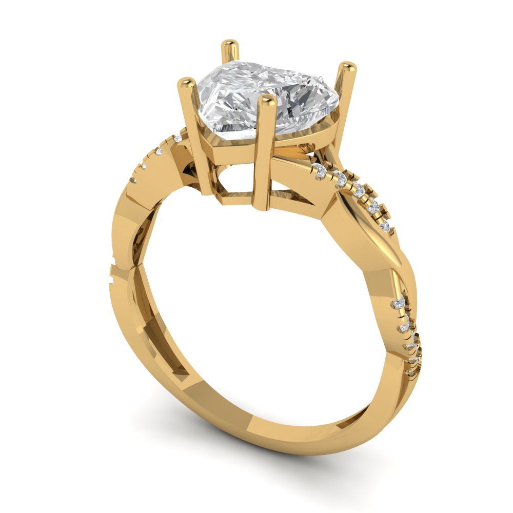 Details about   2.29 Heart Anniversary Engagement Bridal Twisted Solitaire Ring 14k Yellow Gold
