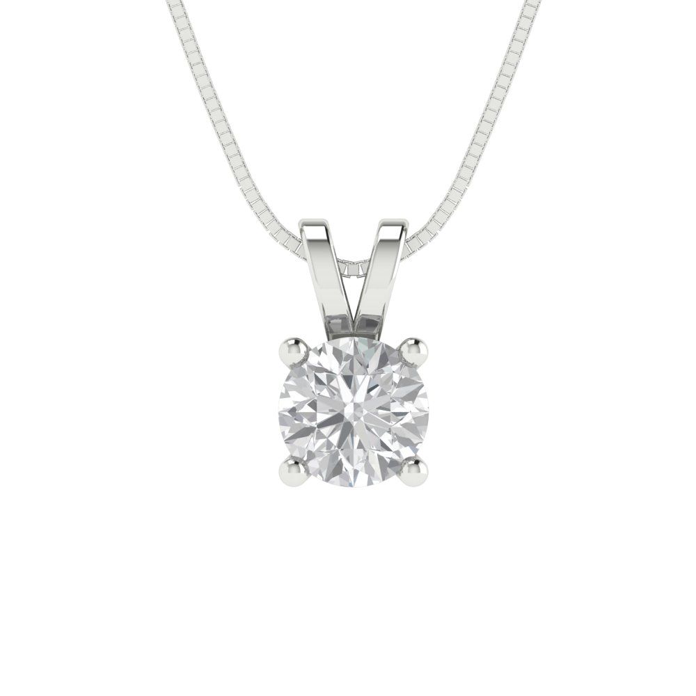 0.50Ct 14k White Gold Over Sapphire & Diamond Circle Pendant 18" Chain Necklace 