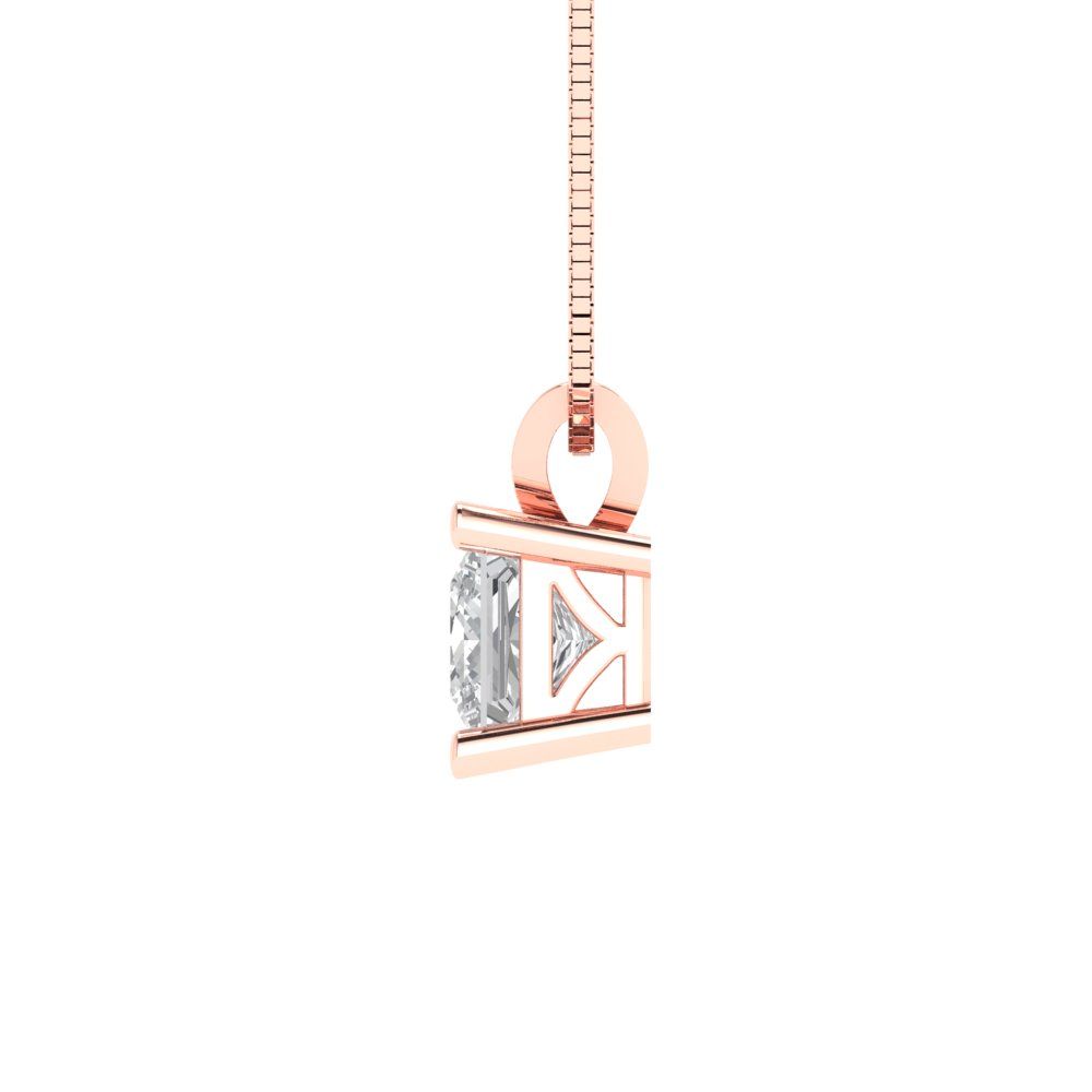 Pre-owned Pucci 0.5ct Princess Clear Gem Pendant 16" Chain 14k Rose Pink Gold Simulated Diamond