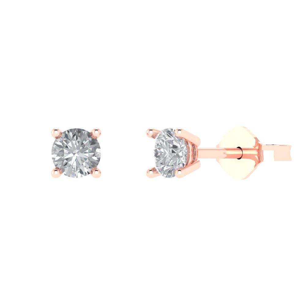 0.20 ct Round Cut Real Moissanite Classic Stud Earrings 14k White Gold Push Back