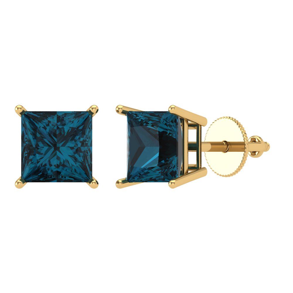 Details about   Real 14kt Yellow Gold 5mm Blue Topaz Earrings