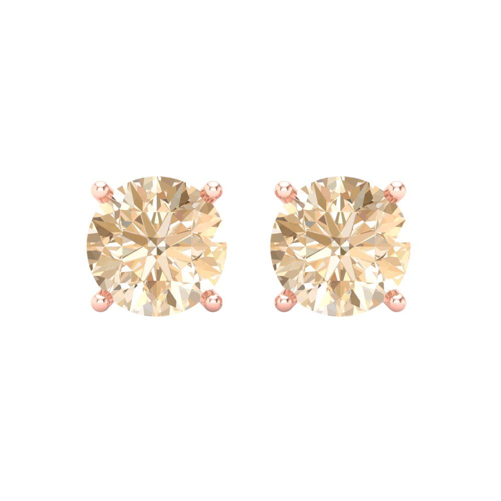 Pre-owned Pucci 3 Ct Round Solitaire Classic Stud Natural Morganite Earrings 14k Rose Pink Gold In D