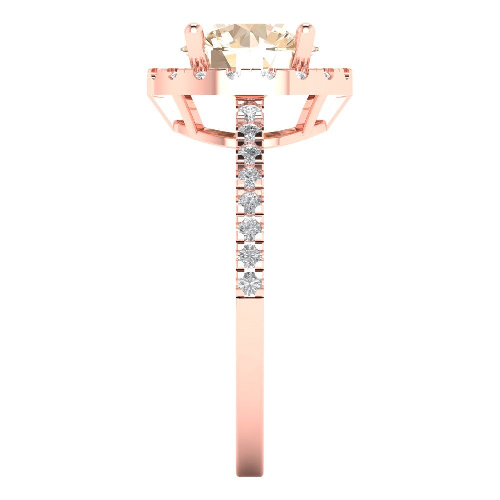 Pre-owned Pucci 1.85ct Round Halo Natural Morganite Classic Bridal Statement Ring 14k Pink Gold