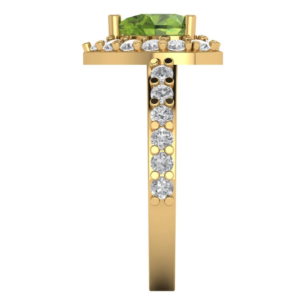 Pre-owned Pucci 2.03 Ct Heart Halo Natural Peridot Classic Bridal Statement Ring 14k Yellow Gold In Green