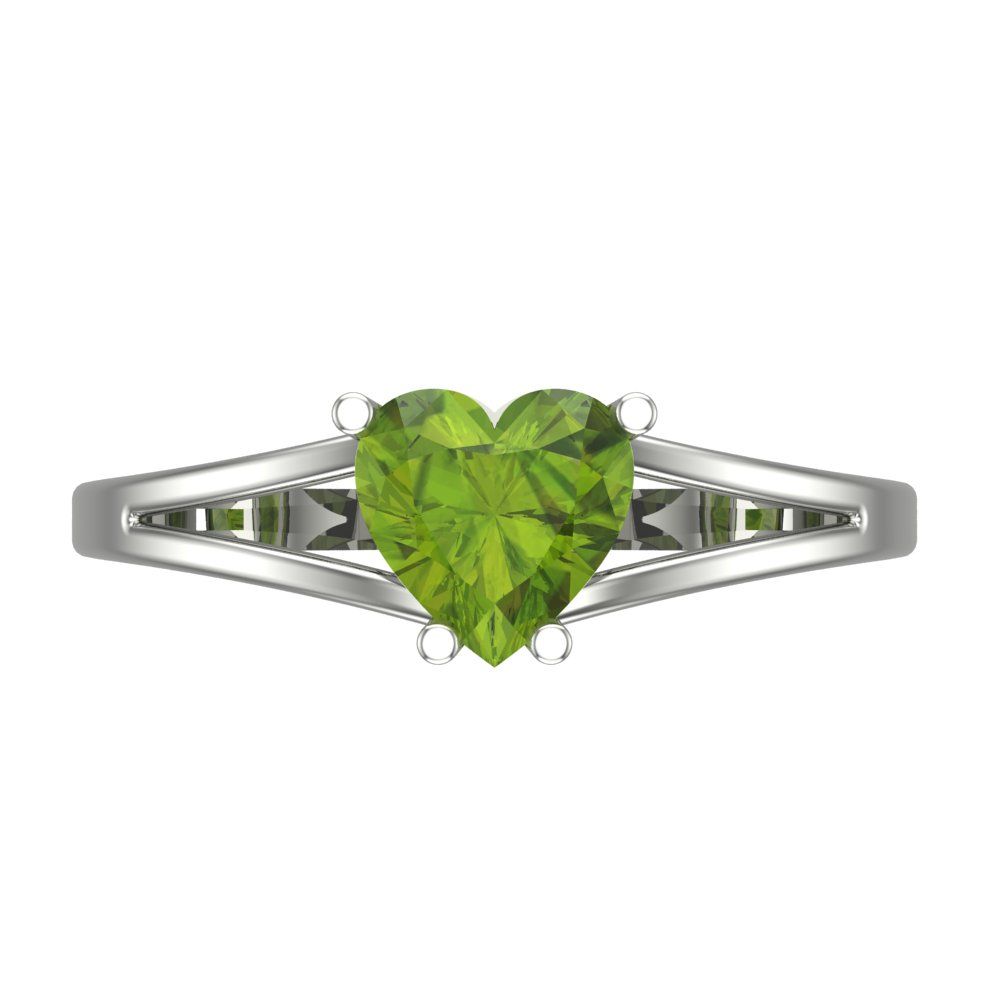 0.41 CTW ct 14k Gold Oval Green Peridot Diamond Accent Heart Shaped Filigree Bypass Fashion Promise Ring