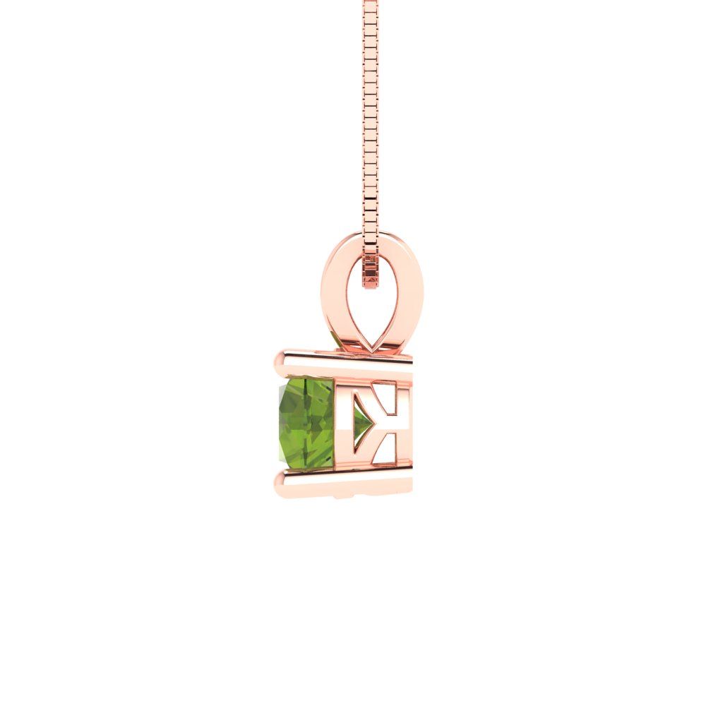 Pre-owned Pucci 0.5 Round Cut Vvs1 Natural Peridot Pendant Necklace 16" Chain 14k Rose Pink Gold In Green