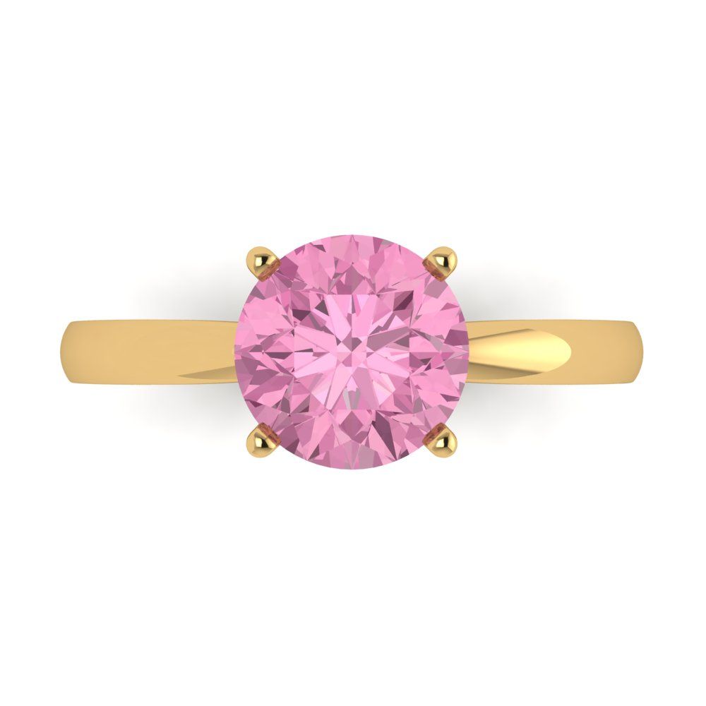 Details about   1.2 ct Round Pink CZ Statement Engagement Wedding Designer Ring 14k Yellow Gold 