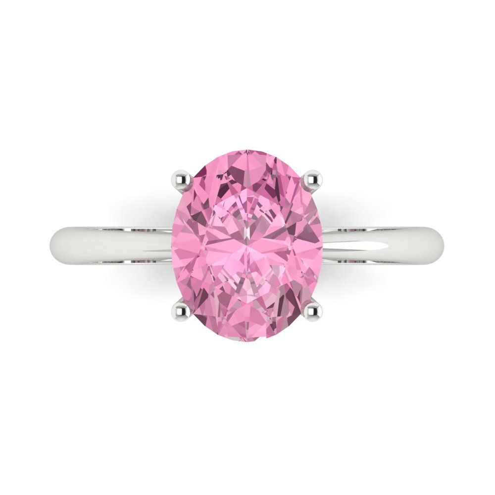 2.5 ct Round Cut Pink CZ Wedding Classic Statement Ring Real 14k White Gold 