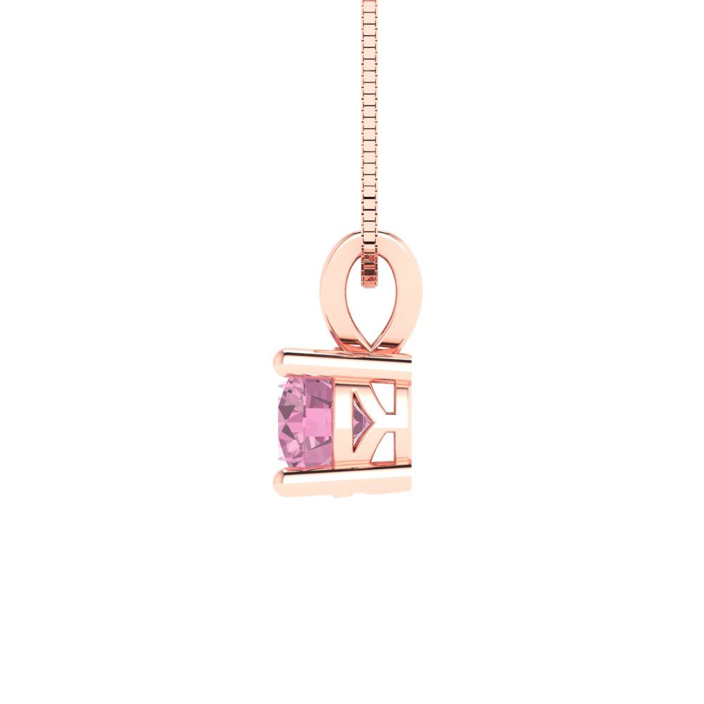 Pre-owned Pucci 0.50ct Round Cut Cz Pink Pendant Necklace 18" Chain Real 14k Rose Pink Gold