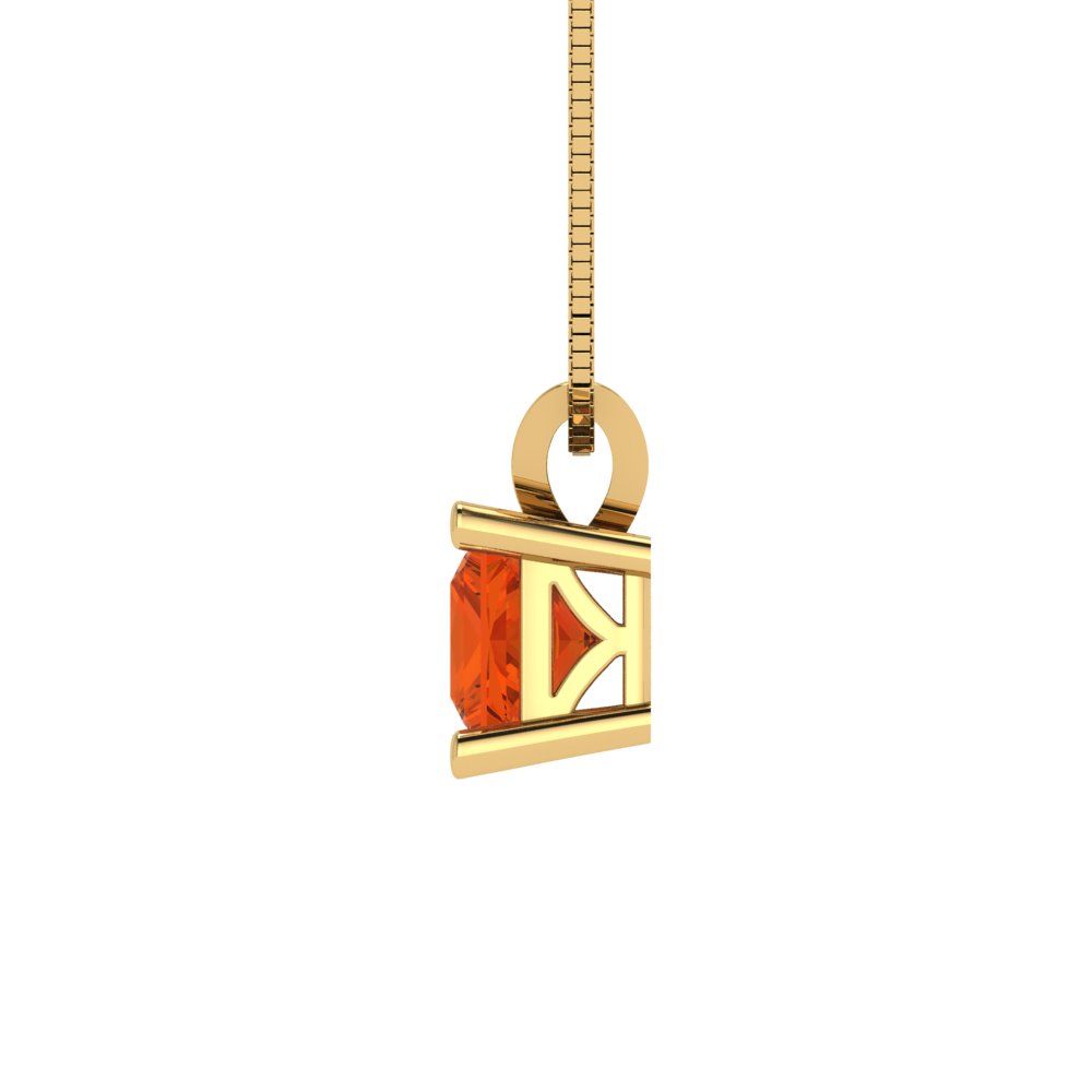 Pre-owned Pucci 3.0 Ct Princess Cut Cz Red Pendant Necklace 16" Chain Real 14k Yellow Gold