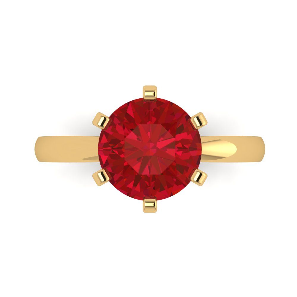 Details about   3 Round Simulated Ruby Designer Statement Bridal Classic Ring 14k Yellow Gold 