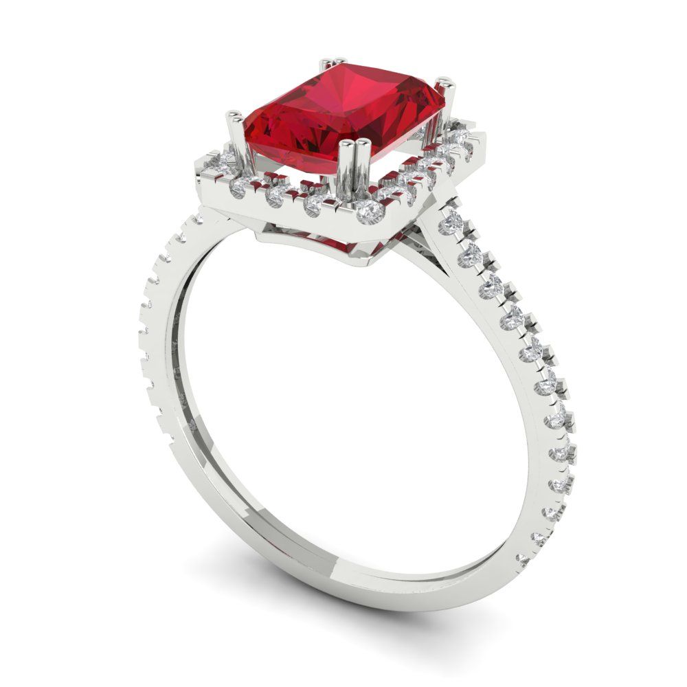 Details about   1.98 Emerald Halo Simulated Ruby Classic Bridal Designer Ring 14k Yellow Gold 