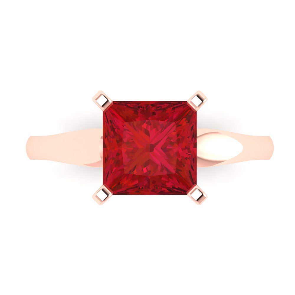 Details about   2.5 ct Asscher Designer Statement Bridal Classic Ruby Ring 14k Pink Gold 