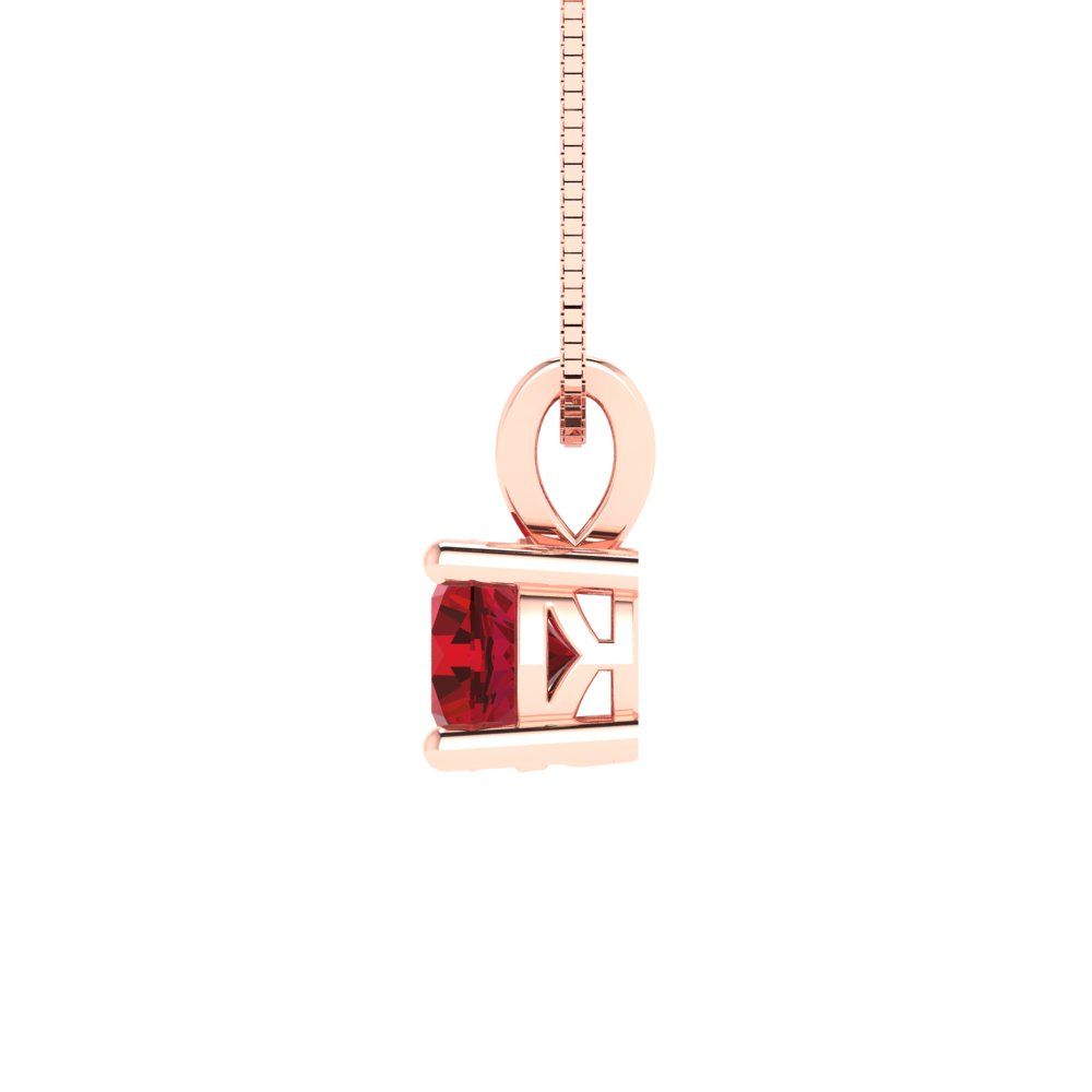 Pre-owned Pucci 0.5 Round Cut Simulated Ruby Pendant Necklace 18" Chain Solid 14k Rose Pink Gold In Red
