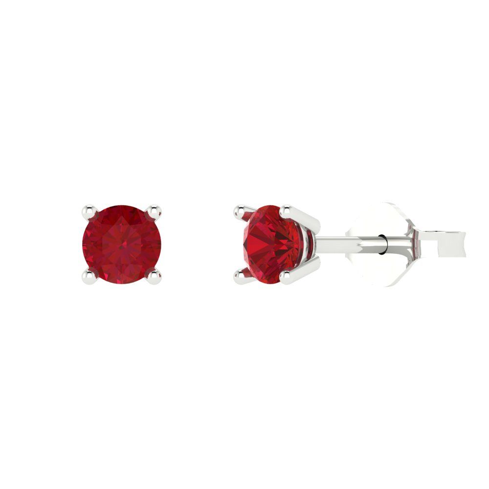 Details about   0.20 ct Round Simulated Ruby Classic Stud Earrings 14k White Gold Push Back