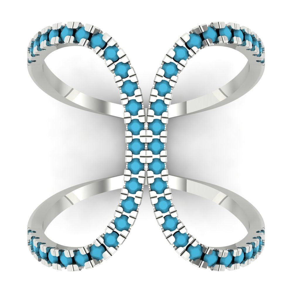 0.62Ct Brilliant Round Cut Simulated Turquoise White Gold