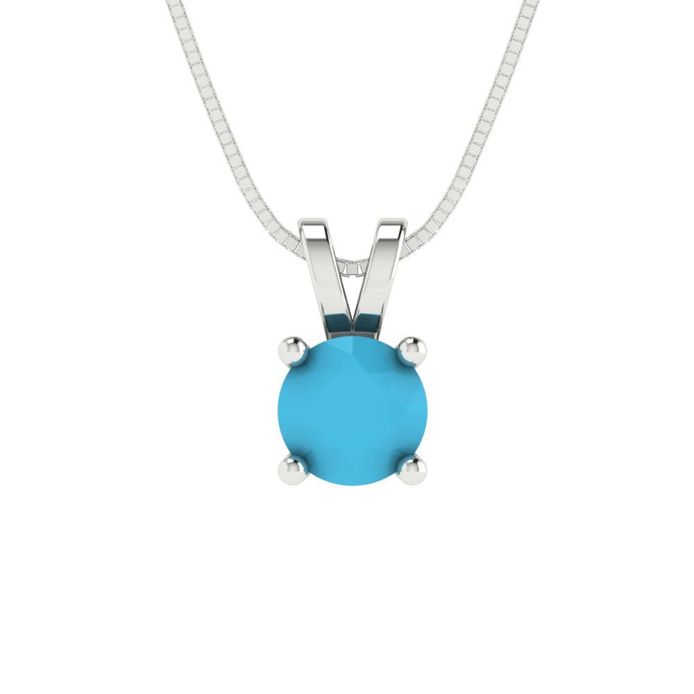 Details about   0.5 ct Heart Blue Turquoise Pendant Necklace 16" Chain Gift Real 14k White gold 
