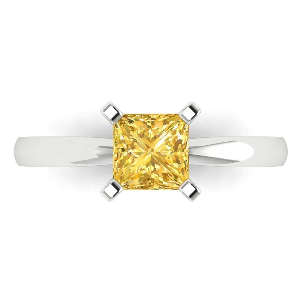 Details about   1 Princess Designer Statement Bridal Classic Yellow Stone Ring 14k Yellow Gold 